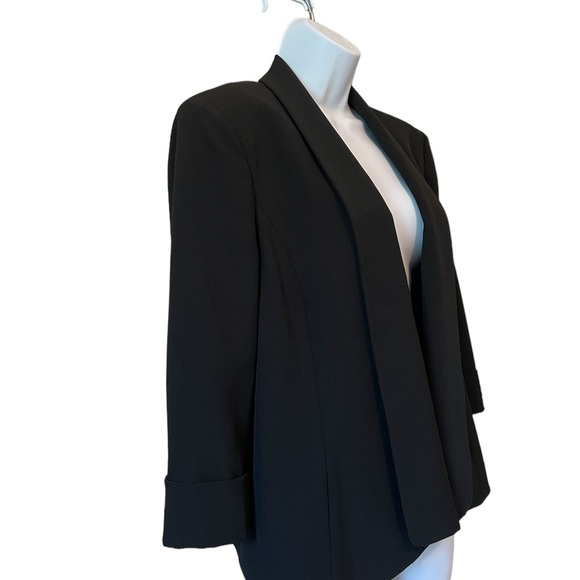Jones Studio Separates Black Lined Jacket, Shld Pads, Open Front Lapel, Size 12. - Picture 3 of 11